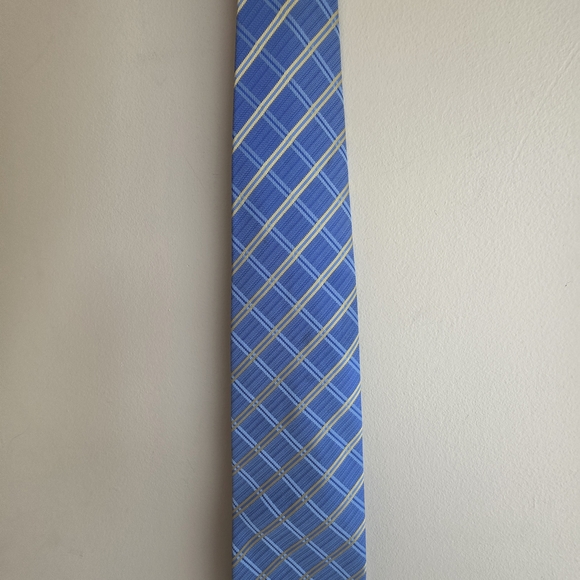 Hugo Boss Blue and Gold Plaid Tie - Picture 4 of 14